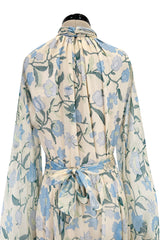 Prettiest Resort 2020 Luisa Beccaria Runway Look 24 Blue & Ivory Silk Chiffon Dress