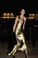 Outstanding 1991-92 Yves Saint Laurent Deep Pink Cut Devore Velvet w Black Under Pattern One Shoulder Dress