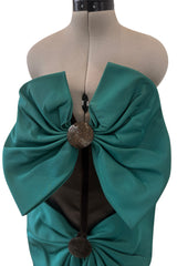 Fall 1988 Yves Saint Laurent Haute Couture Runway Look 79 Strapless Dress w Bows & Matching Cape