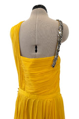 Spring 2009 John Galliano Deep Yellow Silk Chiffon Dress w Rhinestone Detailing