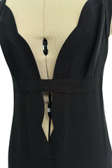 Fall 2012 Valentino by Pierpaolo Piccioli & Maria Grazia Chiuri Black Silk Dress w Front Plunge