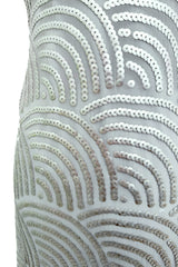 Fantastic 1970s Christian Dior Marc Bohan Silver Sequin Silk Chiffon Dress w Baby Blue Lining