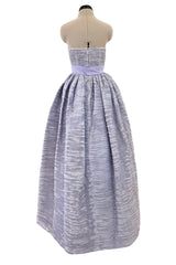 Elegant Late 1950s Sybil Connolly Couture Pale Lavender Pleated Linen Strapless Dress w Shawl