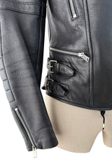 Celine by Phoebe Philo Leather Motorcycle Jacket w Silver Hardware