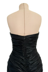 Prettiest Spring 1985 Chloe by Karl Lagerfeld Black Silk Organza Strapless Dress w Bow Detailing