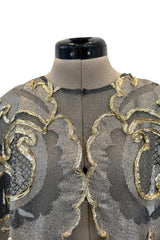 Phenomenal Fall 1993 Paco Rabanne Haute Couture Runway Sample Look 51 Metallic Gold & Silk Net Evening Caftan Coat
