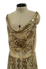 Spectacular Spring 2020 Valentino by Pierpaolo Piccioli Gold Sequin on Net Dress w Plunging Back