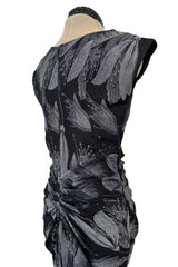 Outstanding Fall 2009 Christian Dior by John Galliano Bias Cut Metallic Silver Floral Print Dress