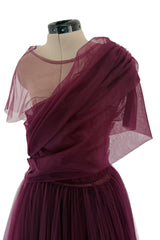 Gorgeous Resort 2020 Khaite Look 21 Burgundy Net Full Skirted Dress & Underskirt