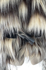 Fall 2015 Lanvin by Alber Elbaz Cropped Ivory & Black Shaggy Faux Fur Jacket w Toggle Closures