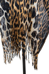 Spring 2002 Yves Saint Laurent by Tom Ford Runway Look 39 Leopard Fringe Silk Knit Caftan