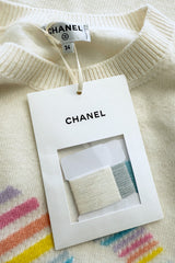 Gorgeous Cruise 2019 Chanel by Karl Lagerfeld Double C Rainbow Stripe Logo Sweater
