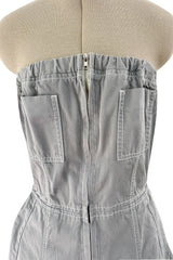 Amazing Unlabeled Vintage Starpless Grey Cotton Canvas Jumpsuit w Top Stitching & Pockets