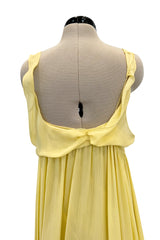 Ethereal 2000s Christian Dior by John Galliano Pale Yellow Silk Chiffon Dress w Barely There Bodice
