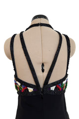 Fantastic Spring 1993 Karl Lagerfeld Runway Black Dress w Extensive Beading