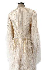Extraordinary Resort 2020 Valentino by Pierpaolo Piccioli Ivory Silk Beaded Feather Dress