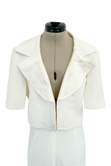 Chic Spring 1993 or 1996 Christian Dior by Gianfranco Ferre Numbered White Tux Pant Suit
