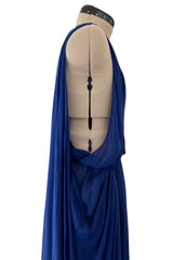 Exceptional Fall 2010 Emilio Pucci by Peter Dundas Look 42 Blue Silk Chiffon Caped Dress