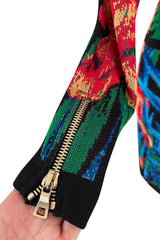 Stunning 2010s Balmain by Olivier Rousteing Huge Floral Print Front Plunge Knit Mini Dress