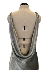 Fall 2007 Alexander McQueen Muted Metallic Silk Bias Cut Dress w Back Drape
