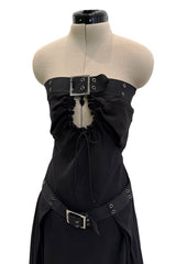 Sexy Fall 2002 Christian Dior by John Galliano Look 23 in Black Strapless Silk w Buckle Details