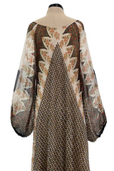 Exceptional 1970s Louis Feraud Bias Cut Silk Light as a Feather Silk Chiffon Caftan Scarf Dress