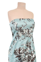 Incredible Fall 2008 Oscar de la Renta Strapless Blue & Silver Grey Floral Silk Brocade Dress