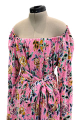 c.Spring 1986 Yves Saint Laurent Haute Couture Floral Silk with Belt