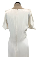 Spectacular 2011 Alexander McQueen Bias Cut Liquid Silk Satin Ivory Dress w Amazing Sleeves