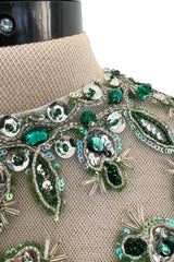 Extraordinary Unlabeled Net Pale Green Dress w Extensive Beading & Sequin Work