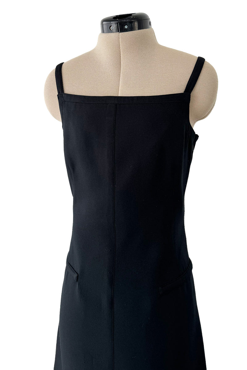 Incredible Fall 1971 Andre Courreges Black Dress w Open Back Detailed w Straps & Bows