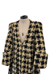 1973 Biba by Barbara Hulanicki Oversized Houndstooth Jacket w Incredible Sleeves & Shoulders