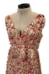 Amazing 1960s Malcolm Starr by Elinor Simmons Red & Gold Thread Dress w Sequin, Beading & Crystal Detailing