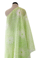 Dreamy Spring 1974 Lanvin by Jules-Francois Crahay Pale Green Floral Print One Shoulder Dress