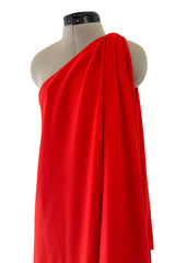 Prettiest 1978 Halston Red Jersey One Shoulder Draped Full Length Maxi Dress