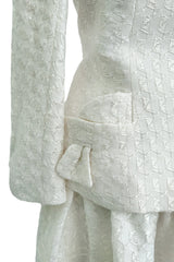 Extraordinary Spring 2006 Christian Dior by John Galliano Textured Off White Bow Detailed Jacket & Full Skirt Suit