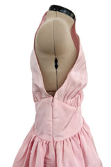 Dreamy Early 1980s Bill Blass Pale Pink Silk One Shoulder Dress w Full Slightly Trained Skirt