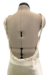 Gorgeous Fall 2000 Prada Backless Ivory Bias Cut Silk Dress w Front Gathering Detail