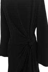 Minimalist Vintage Thierry Mugler Black Wide Legged Jumpsuit w Wrapped Front Detail & Flared Sleeves