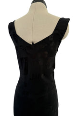 Amazing Spring 2002 John Galliano Black Bias Cut Logo Dress w Sweeping Back