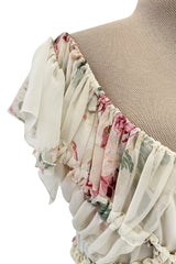 Outstanding Fall 2001 John Galliano Runway Look 41 Bias Cut Silk Chiffon Dress w Romantic Floral Print