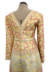 Wonderful 1960s Malcolm Starr by Elinor Simmons Pink Detailed Metallic Brocade Dress