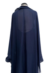 Fall 2014 Valentino by Pierpaolo & Piccioli & Maria Grazia Chiuri Deep Blue Silk Chiffon Caftan Dress