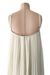 Incredible 2022 Alexander McQueen by Sarah Burton Ivory Silk Chiffon Dress w Heavily Detailed Bodoice