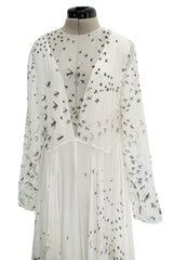 Spectacular Spring 2017 Valentino by Pierpaolo Piccioli Runway Look 52 Zandra Rhodes Print White Silk Chiffon Dress