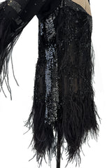 1990s Valentino Feather, Net & Sequin Micro Mini Cashmere Knit Dress