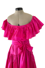 Dreamy Spring 1980 Yves Saint Laurent Runway Feather Light Iridescent Pink Silk Dress