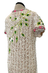 Exquisite 1960s Mr Blackwell One Off Highly Detailed & Embellished Ivory Sheath Dress