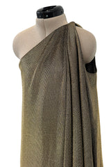 1978 Halston One Shoulder Draped Gold Metallic Jersey Dress