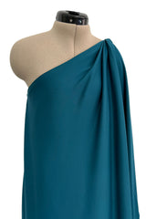 Prettiest 1978 Halston Dark Teal Jersey One Shoulder Draped Full Length Maxi Dress